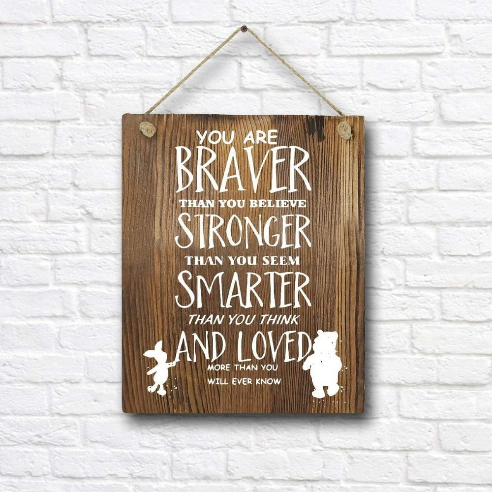 Classic Winnie The Pooh Quotes and Saying Rustic Wood Wall Art Decor