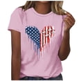 thumbnail image 2 of Mifsaly Heart American Flag Graphic Tee Women Crewneck Short Sleeve Summer Top Soft Stretchy Loose Fit Patriotic Shirt Vacation Daily Wear 4Th Of July T-Shirt L, 2 of 5