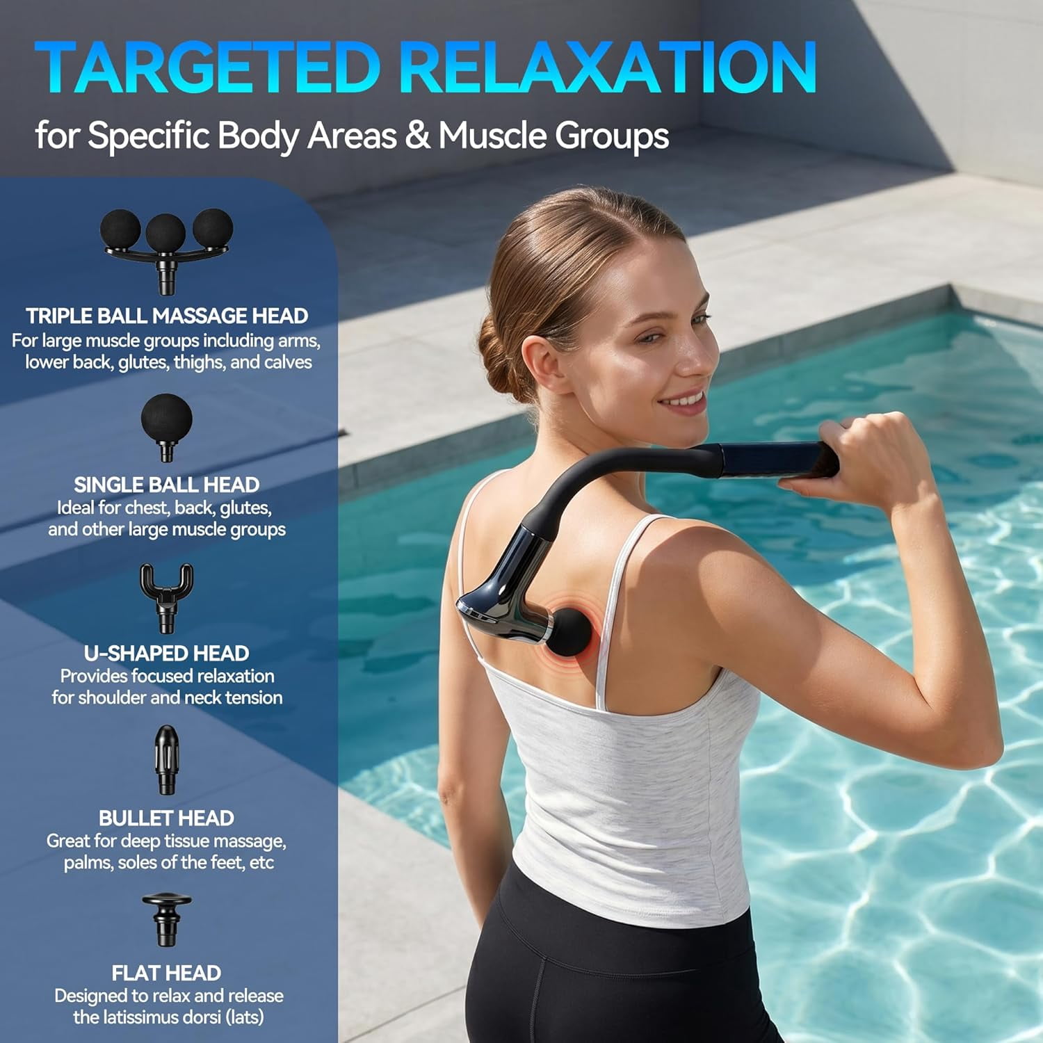 Upgraded Extension Handle Massage Gun, 9 Modes 9 Intensities Portable Body Massager for Neck Shoulder Back Waist Legs Muscle Relax