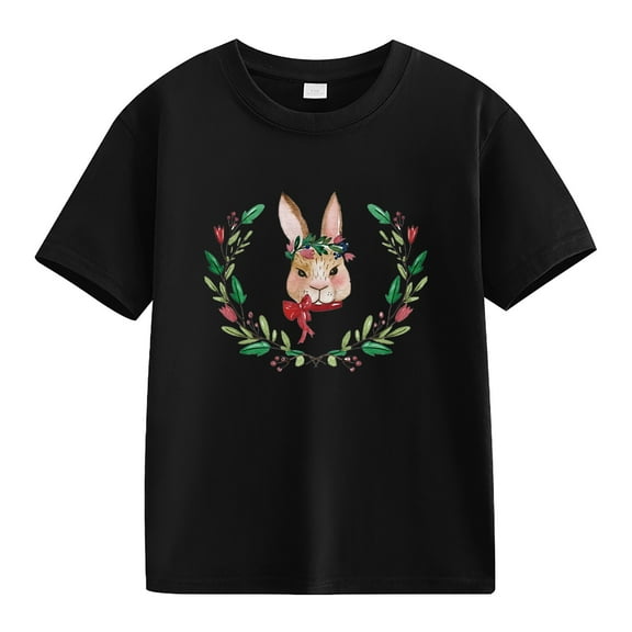 Ruyang Toddler Girls T-Shirt Classic Crewneck Short Sleeve Shirt Cute Bunny Graphic Unisex Baby Summer Tops Tees