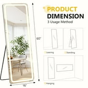 Full Length Mirror with LED Lights Rectangle 60*16 Full Body Floor Mirror with Stand Wall Mounted