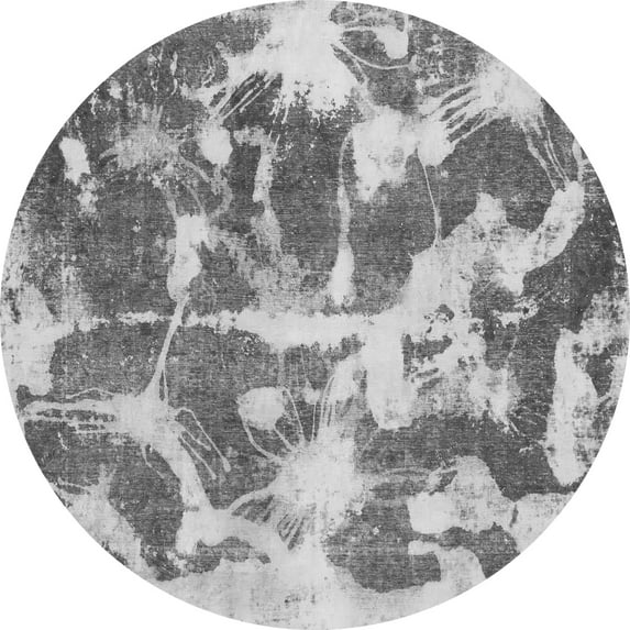 Ahgly Company Indoor Round Abstract Gray Modern Area Rugs, 5' Round