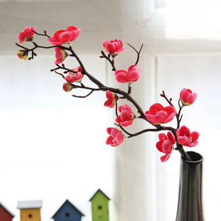 Bloom Artificial Flowers 1PCS Artificial Fake Flowers Plum Blossom Simulation Dry Branch Small Plum Blossom Real Touch Home Table Festival Decorative ()