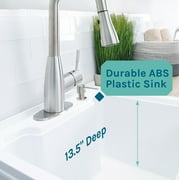 Tehila White Laundry Sink with Cabinet and Stainless Pull-down Faucet