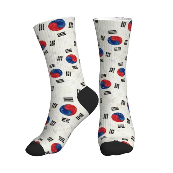 Men's South Korean Flag Novelty Athletic Socks Women's Digital Printing Funky Patterned Crew Socks