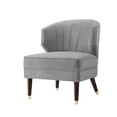 thumbnail image 3 of Nicole Miller Accent Chair Houston Velvet Upholstered Channel Tufted Back Nailhead Trim Metal Tipped Legs Grey/Gold, 3 of 10