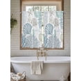 thumbnail image 6 of Light Blue Teal Coastal Kitchen Curtains 45 Inches length, Summer Beach Coral Shell Ocean Window Treatment Curtain Drapes, Lightweight Window Panels for Living Room Bedroom, 52"x45", 2 Panels, 6 of 7