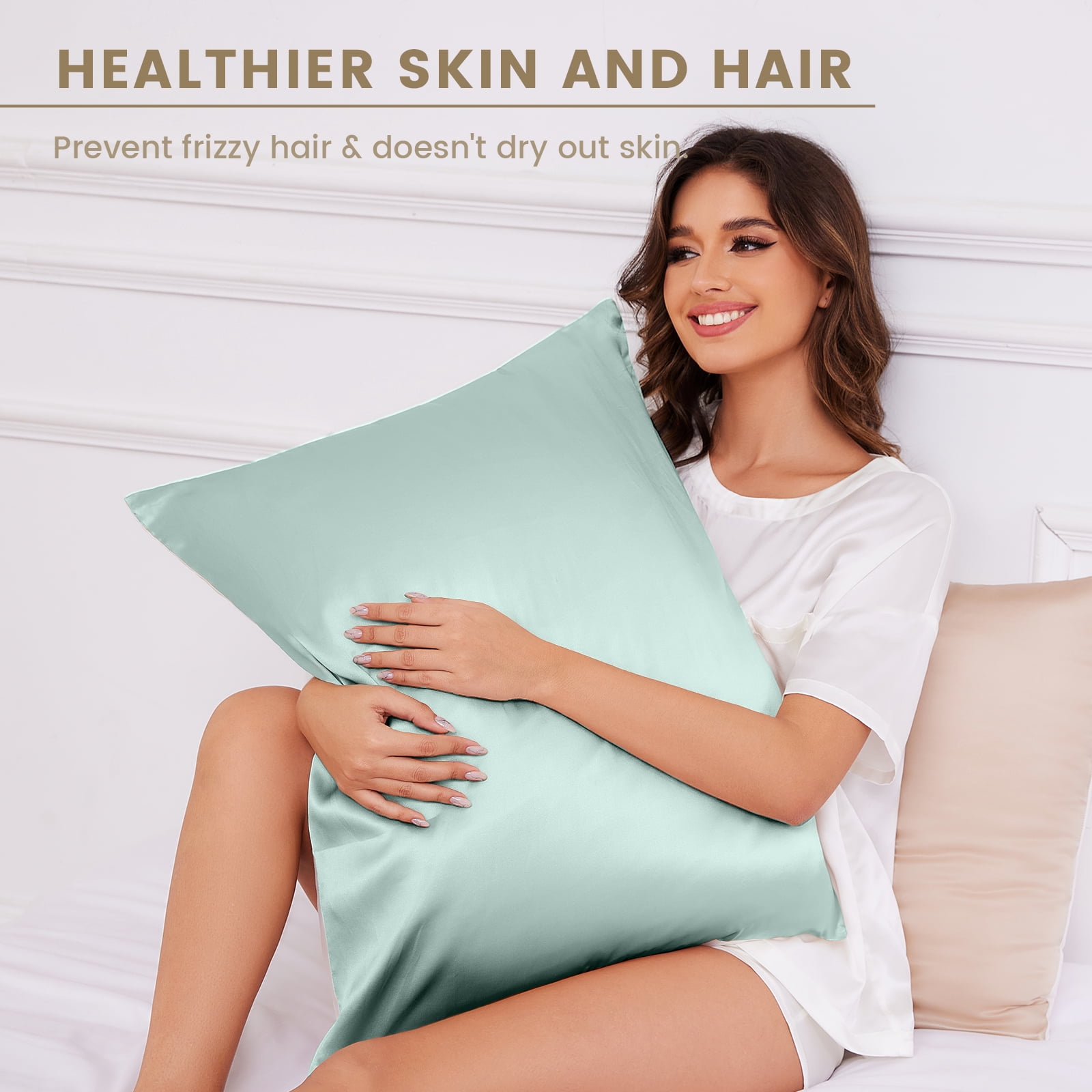 THXSILK Silk Pillowcase, 19 Momme Zippered Silk Pillowcase with Cotton Underside, 100% Pure Mulberry Silk Pillowcase, 1Pcs, Queen Size(20"x30"), Light Blue