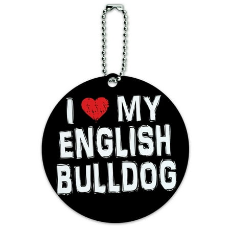Graphics and More I Love My English Bulldog Stylish Round ID Card Luggage