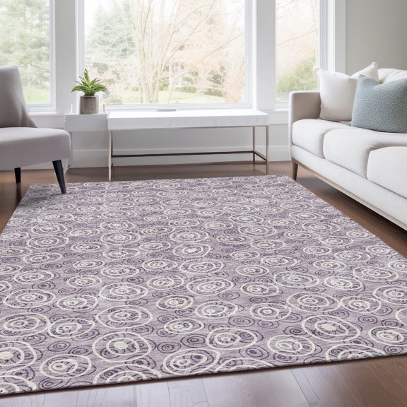 Addison Rugs Chantille Indoor/Outdoor Transitional Circles Lavender Washable Rectangle Rug, 9' x 12'