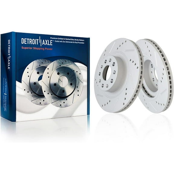 Detroit Axle - Front Brake Rotors for 16-18 Chevrolet Camaro [with Brake Code J6G], 2016 2017 2018 Replacement Drilled Slotted Disc Brake Rotors : 12.64" inch Rotor