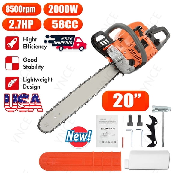 Ynce 20 in. 58 cc Gas 2-Stroke Top Handle Chainsaw