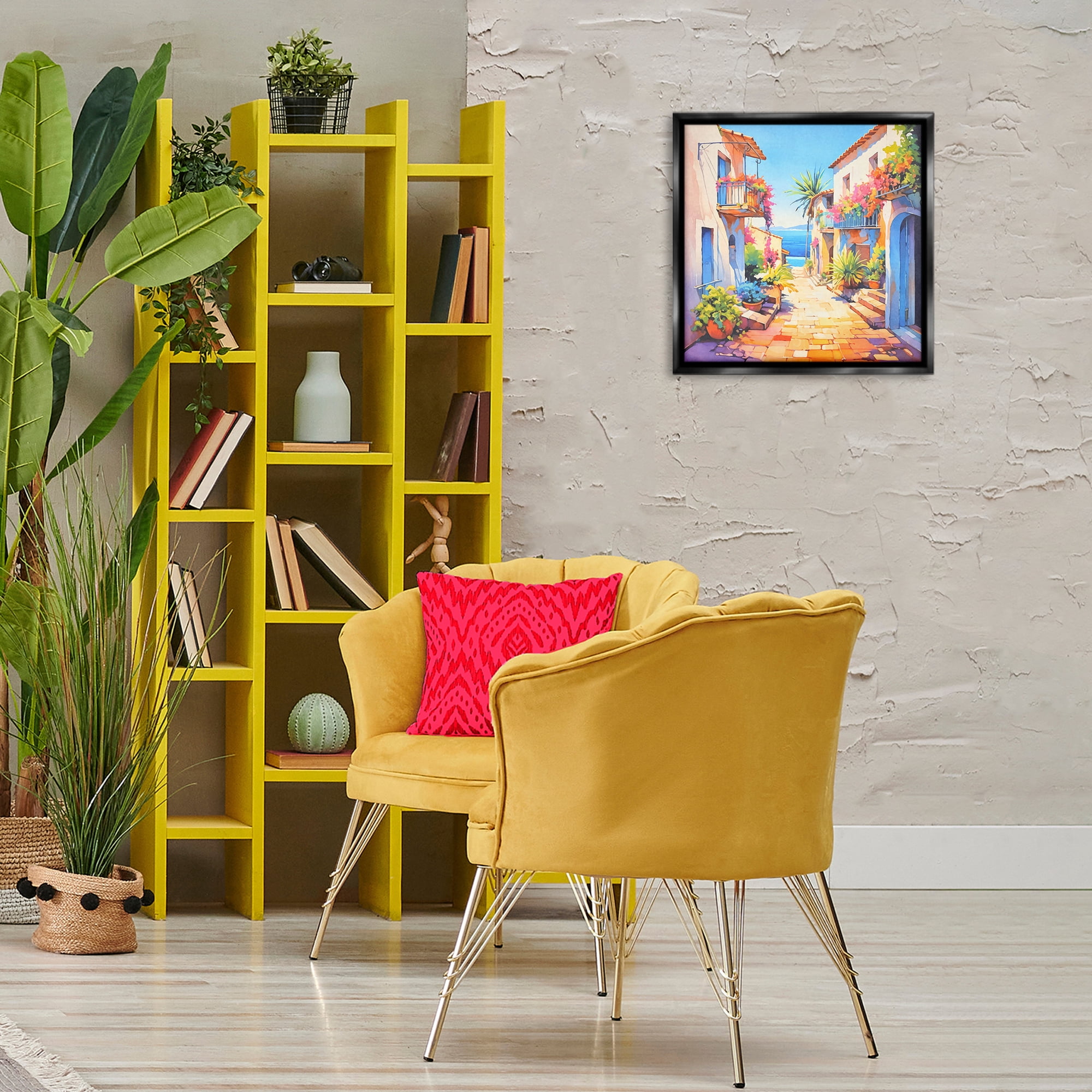 Stupell Industries Scenic Bella Vista Scenic & Cityscapes Painting Black Floater Framed Canvas Art Print Wall Art, 18 x 18