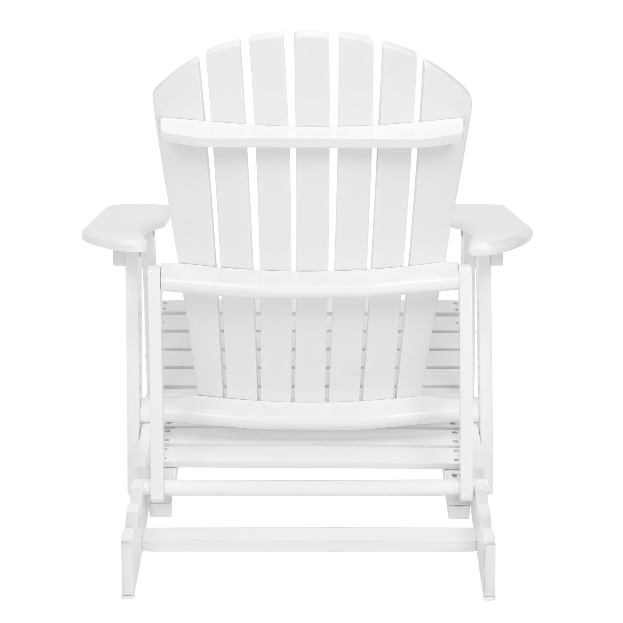 Jopath Folding Adirondack Chair with Extendable Leg Rest Outdoor Wooden Lounge Chairs with Slatted Back and Wide Armrests for Patio Garden White