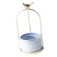 thumbnail image 1 of Maceta de cerámica con forma de flor carnosa con soporte azul, 1 of 9