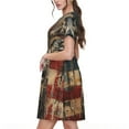 thumbnail image 2 of Fotbe Robe Motif Art Drapeau Américain Cerf Décontractée Mode Femme Manches Courtes Robe Maxi Robe T-Shirt Rayée Longue à Blocs de Couleur, 2 of 6