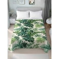 thumbnail image 4 of King Flat Sheet 105"x98", Green Palm Leaf Soft Lightweight Bedding Flat Sheets Only, Summer Leaves Watercolor Brushed Microfiber Top Bed Sheet, Breathable StainResistant Bedsheets, 4 of 9