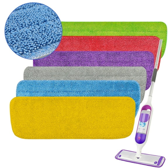 Reusable Microfiber Mop Pads for SwifferPowerMop 6 Pack, Power Mop Pads Refills for 13 ''-15 '' Spray Mop, Machine Washable Pad Replacement for Multi-Surface Floor Cleaning