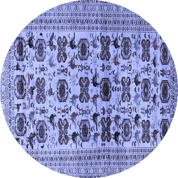 Ahgly Company Machine Washable Indoor Round Persian Blue Traditional Area Rugs, 3' Round