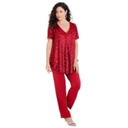 Roaman's Women's Plus Size Sequin Pant Set