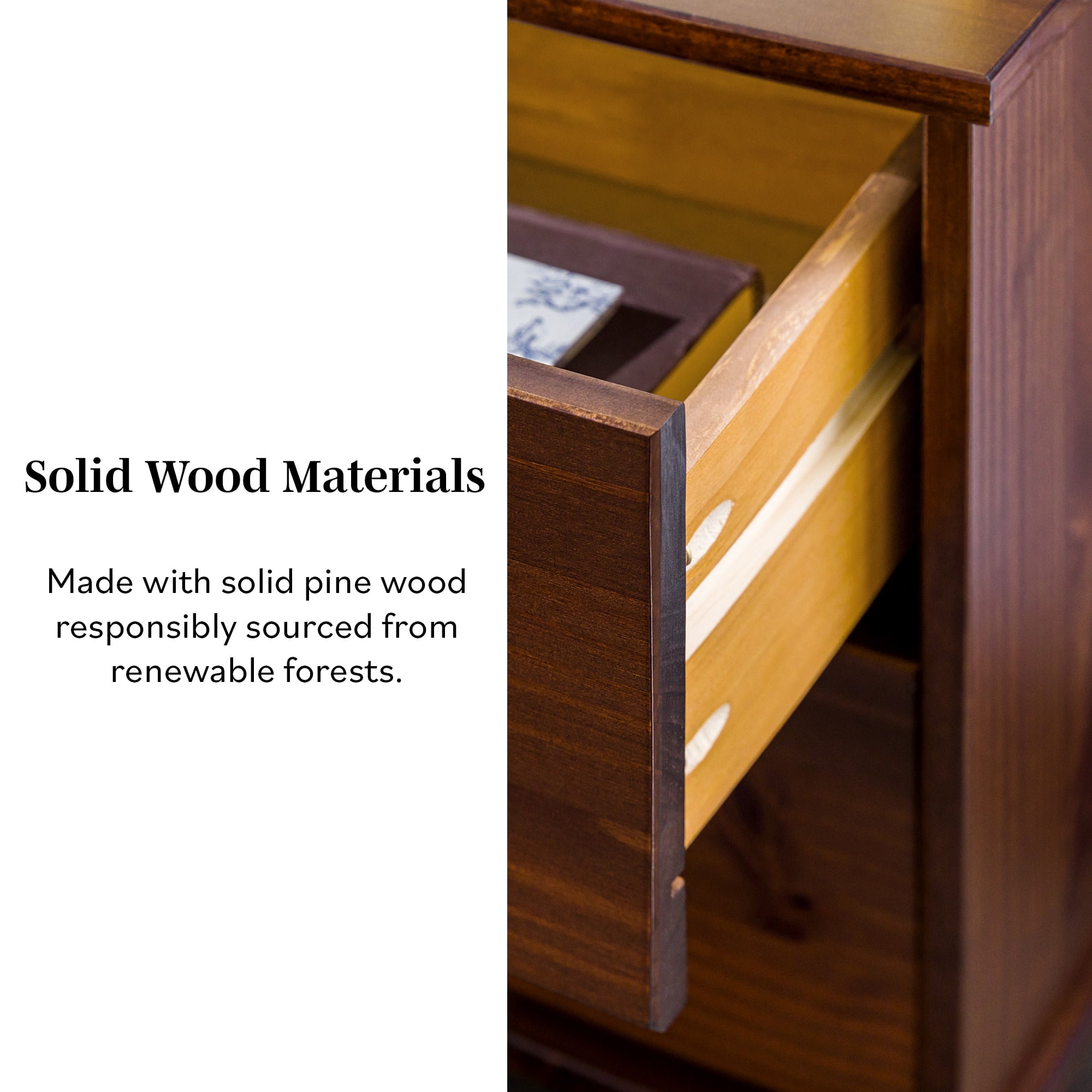 Walker Edison Sonoma 2-Drawer Nightstand, Walnut