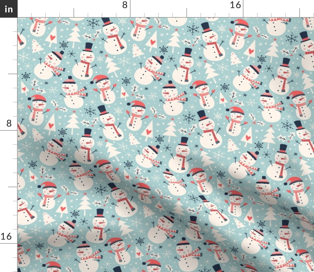 Campers Caravans Snowman and Christmas Trees Fabric Quilt or Mask 18 x 21 FQ 14 Yd Cotton