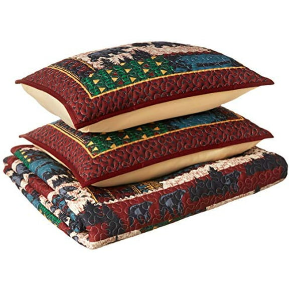 LL Home Patchwork Bear Quilt Bedding Set, Queen Size (90"x90")