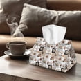 thumbnail image 4 of COEQINE PU Leather Paper Tissue Holder Rectangular Table Dryer Sheet Dispenser Tissue Container 7.95"X4.92"X4.52" for Vanity Countertop Nightstand Office Desk, Love Coffee Vintage, 2 PCS, 4 of 7