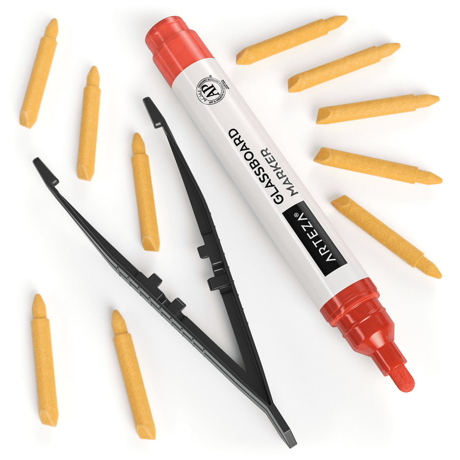 Arteza Washable Glass Board Markers Set, Assorted Classic & Neon Colors, Non-Toxic - 18 Pack