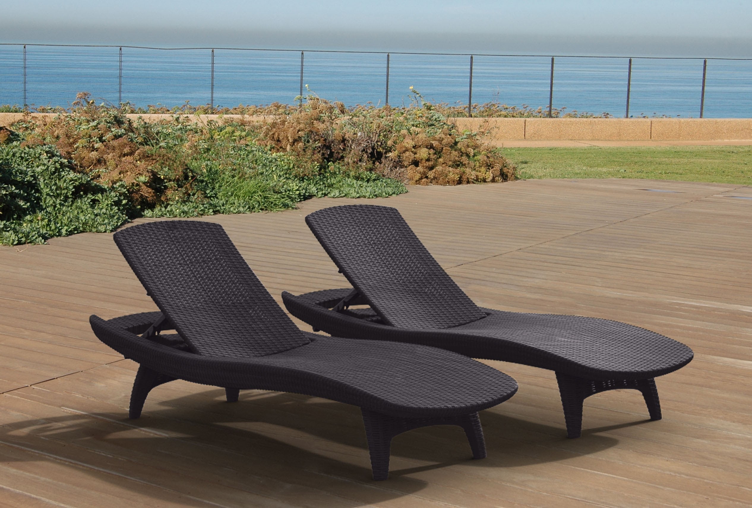 Keter Pacific Chaise Sun Lounger 2 Pack Adjustable Grey Walmart