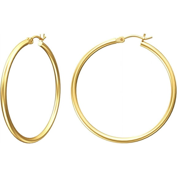 Gold Hoop Earrings for Women 14K Real Gold Plated Hoops with 925 Genuine Sterling Silver Post[d523]