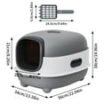 thumbnail image 5 of BingoPaw Enclosed Cat Litter Box Oval Oblong Hooded Cat Litter Tray Box with Litter Scoop, 5 of 11