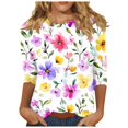 thumbnail image 4 of SRIPER Clearance,3/4 Sleeve Tops Leopard Print,Woman Clothing Under $5,Mid Length Tshirts Under $10:00,Discontinued Sale Items,Blusas Para Mujer,Multicolor 2X, 4 of 7