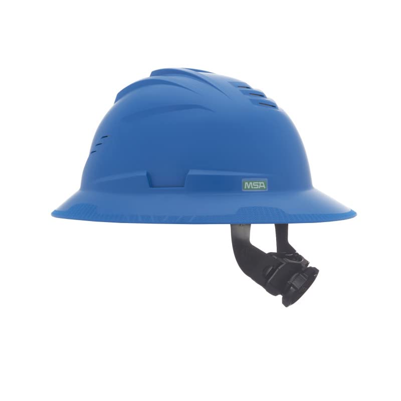 MSA 10215830 V-Gard C1 Vented Blue Full Brim Hard Hat with ReflectIR Cooling Thermal Barrier and Fas-Trac III Suspension - Uses Highly Innovative Cooling Features to Help Alleviate Heat Stress CA2
