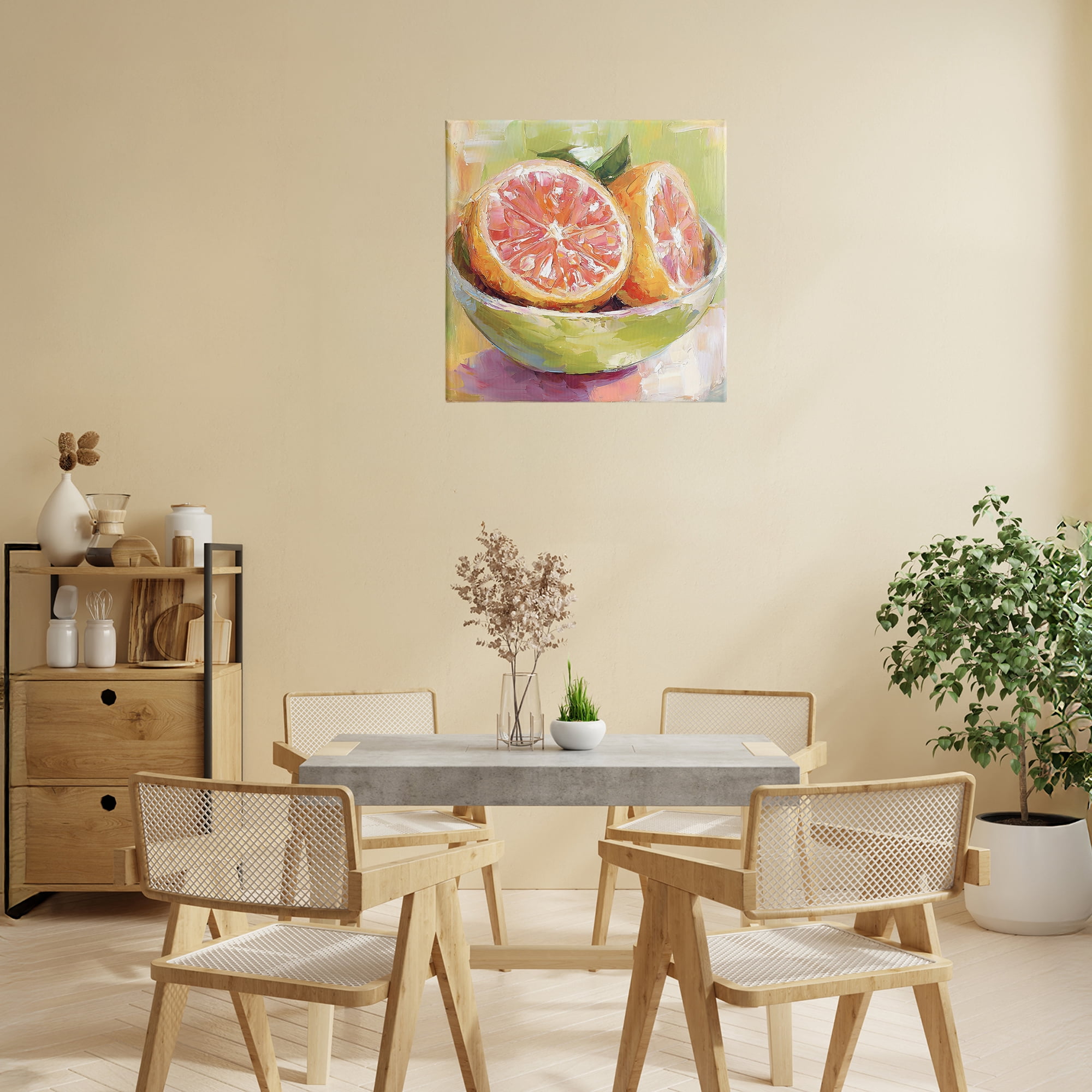 Stupell Industries Sliced Grapefruit in Bowl Canvas Wall Art, design by Riley B