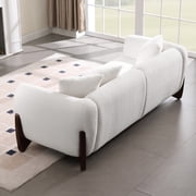 Modern Boucle Fabric Sofa Set - 1 Sofa and 1 chair with Sleek Wooden Legs for Living Room or Home Office - Farati