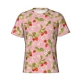 thumbnail image 4 of Vsdgher Strawberry Floral Print Men's Dry Fit Mesh Athletic Shirts Moisture Wicking Tennis T-Shirt Tops, 4 of 9