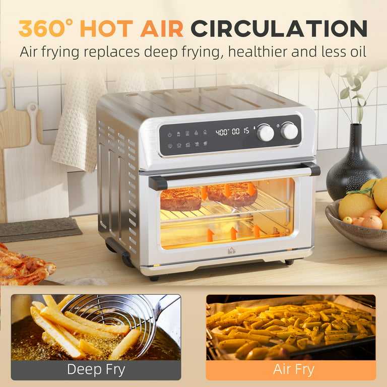 GZMR 19 qt Multi-Functional Air Fryer Oven 1800W Dehydrator Rotisserie  White, 8 Preset Cooking Choices, 360° Hot Air Circulation