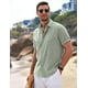 thumbnail image 3 of Camisa Casual de Lino para Hombre, Talla Grande, Verde Claro - Ideal para Playa y Yoga, 3 of 5