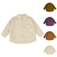 thumbnail image 6 of TIREOW Girls and Boys Corduroy Shirts Jackets Collared Button Front Solid Color Shirts Spring Autumn Casual Shirts Coat, 6 of 7