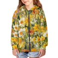 thumbnail image 2 of POLERO Boys Girls Hoodies Oil Art Floral Printed Cute Hooded Jacket Lightweight 6-7 Years Long Sleeve Zip Up Sweatshirt for Kids, 2 of 7