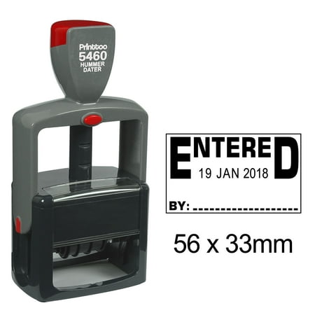 Printtoo Heavy Duty Dater Stamp With Entered By Text Self Inking Document Date Rubber Stamp-Black
