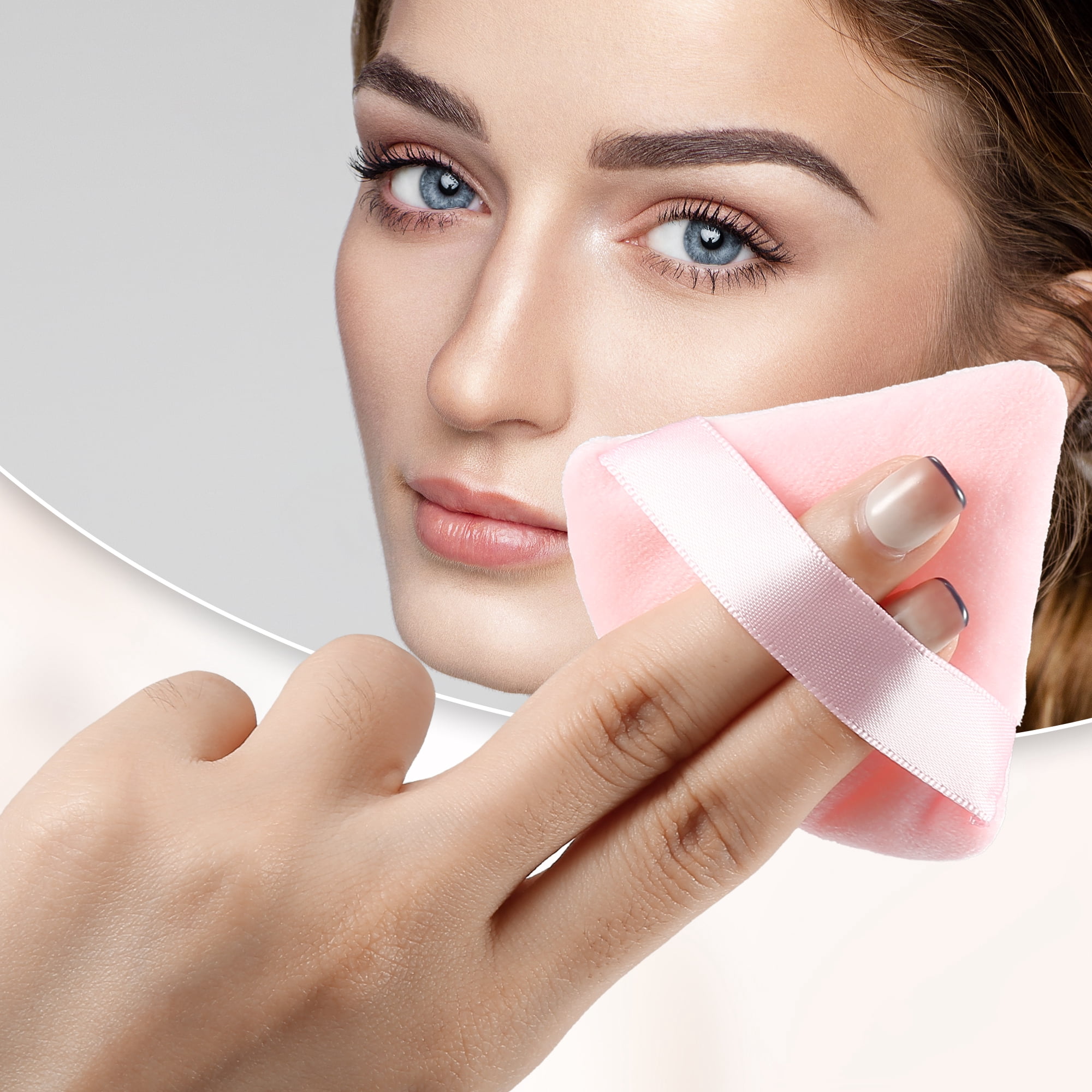 Unique Bargains 2 Pcs Loose  Puff Face Soft Triangle Puff Blender Makeup Tool Pink