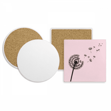 

Flowers s Dandelion Outline Coaster Cup Mug Holder Absorbent Stone Cork Base Set