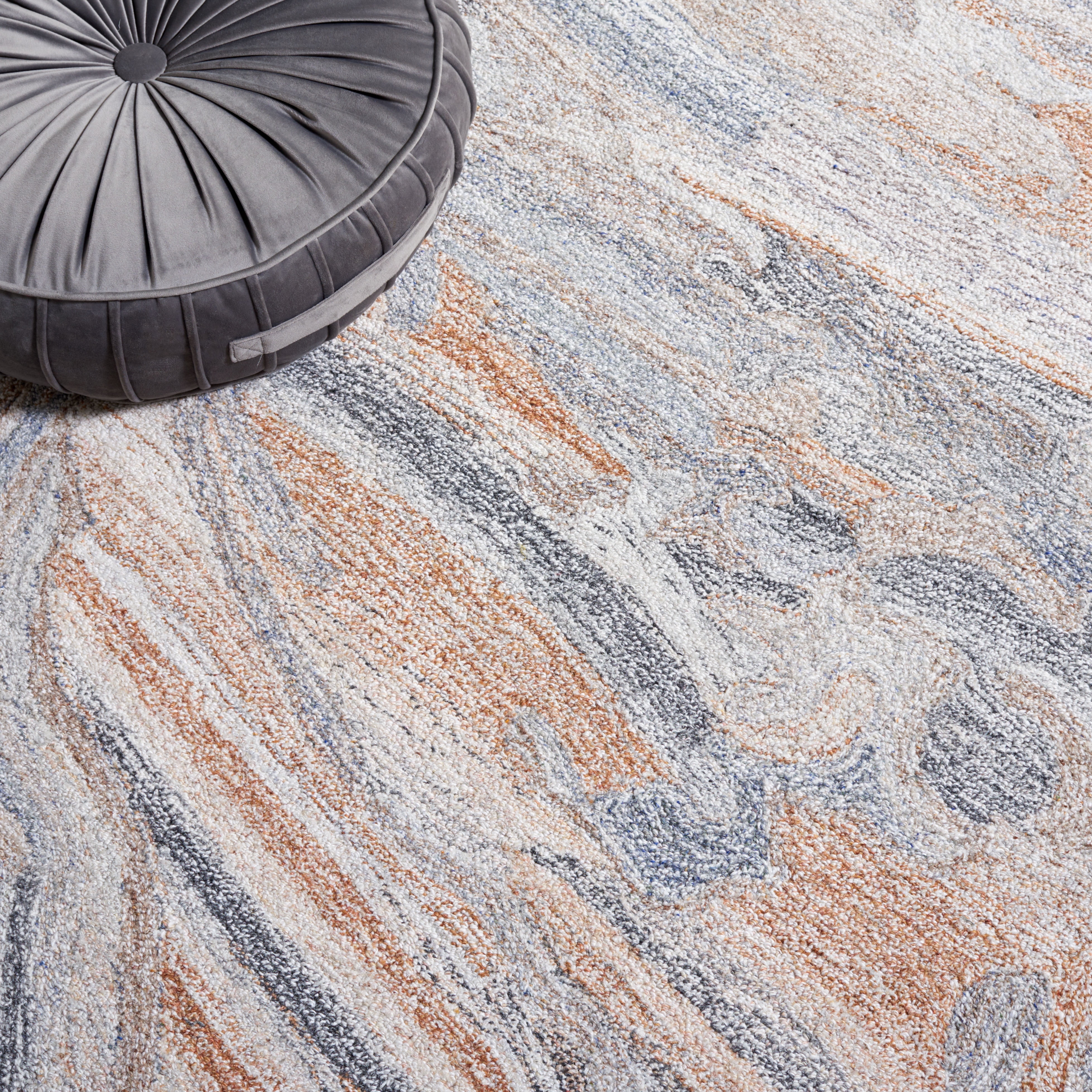 SAFAVIEH Abstract Conrad Swirl Area Rug, Gray/Brown, 6' x 6' Square