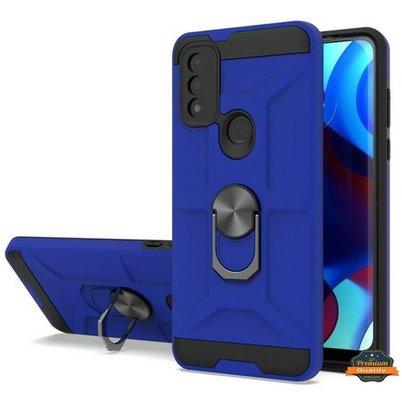 For T-Mobile Revvl 6 5G Hybrid Ring Stand [360° Rotatable Ring Holder Magnetic Kickstand] Rubber TPU Shockproof Phone Case Cover by Xpression - Blue