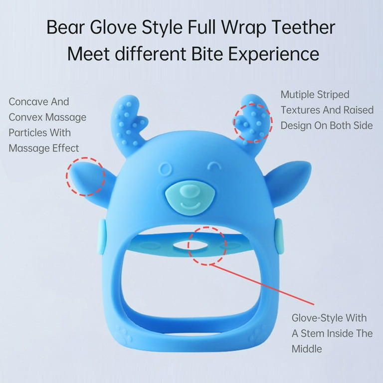 Teether Deer Teething Mitten Teething Glove Teething Pacifier Silicone Chew for Infants 3 Months