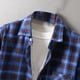 thumbnail image 4 of Camisa a cuadros Honeeladyy para hombre, ajustada, de manga larga, con solapa mate, informal, tipo cárdigan, blusa tipo camisa, 4 of 8