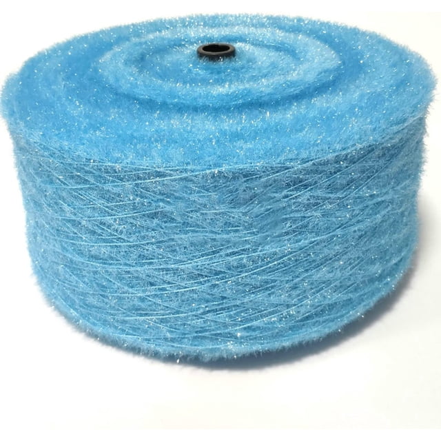 Xiao Hua Hilo de punto a ganchillo iridiscente de 200 g con lentejuelas de cristal, ideal para tejer a mano, ideal para bricolaje, color azul.