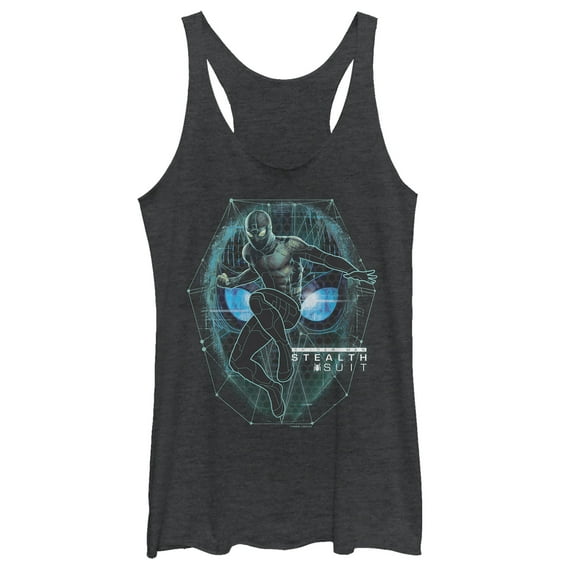 Women's Marvel Spider-Man: Far From Home Suit Schematic  Racerback Tank Top Black Heather X Large